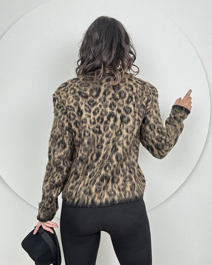 Leopar Desenli Kürk Hırka